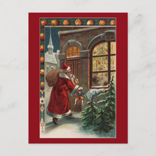 De kerstman is aan het Briefkaart van de deur (Voorkant)