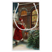 De kerstman is bij de Deur Gift Bag Klein Cadeauzakje (Achterkant)