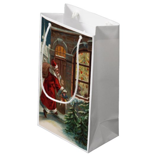 De kerstman is bij de Deur Gift Bag Klein Cadeauzakje (Achterkant Gekanteld)