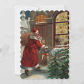 De kerstman is bij de deuruitnodiging kaart (Voorkant)