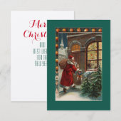 De kerstman is bij de deuruitnodiging kaart (Voorkant / Achterkant)