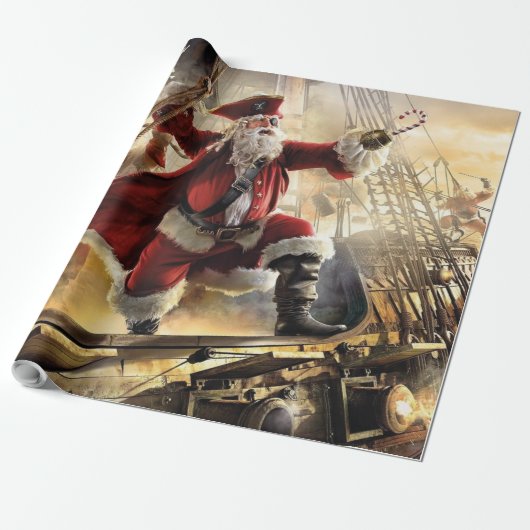 De kerstman is een piraat cadeaupapier (Uitgerold)