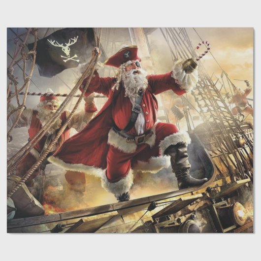 De kerstman is een piraat cadeaupapier (Vlak)