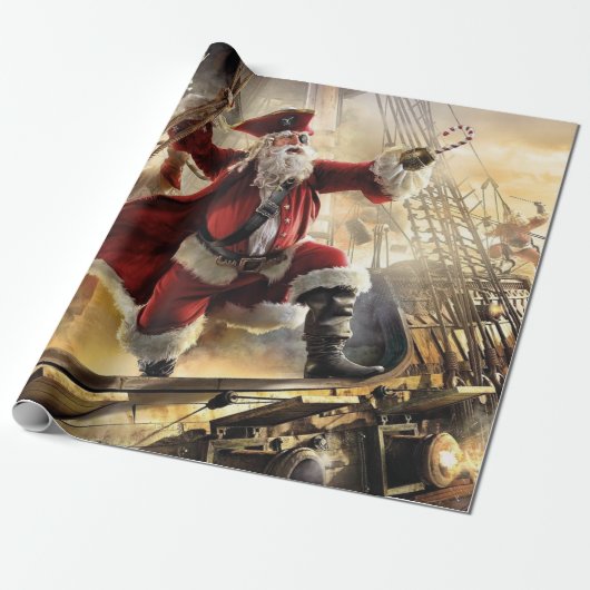 De kerstman is een piraat cadeaupapier (Uitgerold)