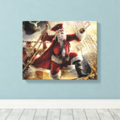 De kerstman is een piraat canvas afdruk (Insitu (Houten vloer))