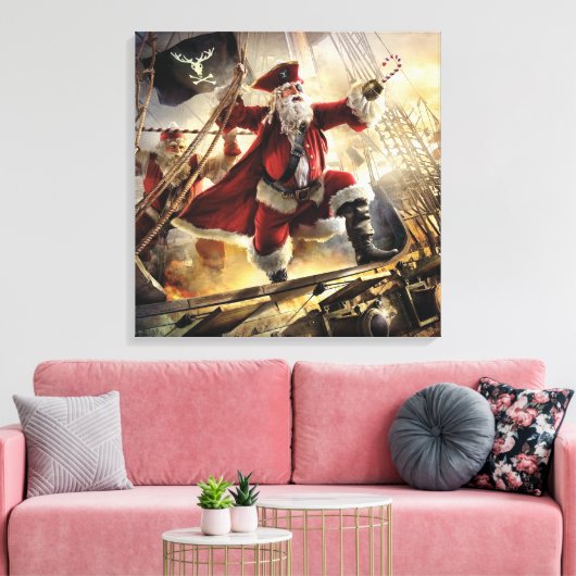 De kerstman is een piraat canvas afdruk (Insitu (Woonkamer))