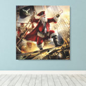 De kerstman is een piraat canvas afdruk (Insitu (Houten vloer))