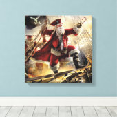 De kerstman is een piraat canvas afdruk (Insitu (Houten vloer))