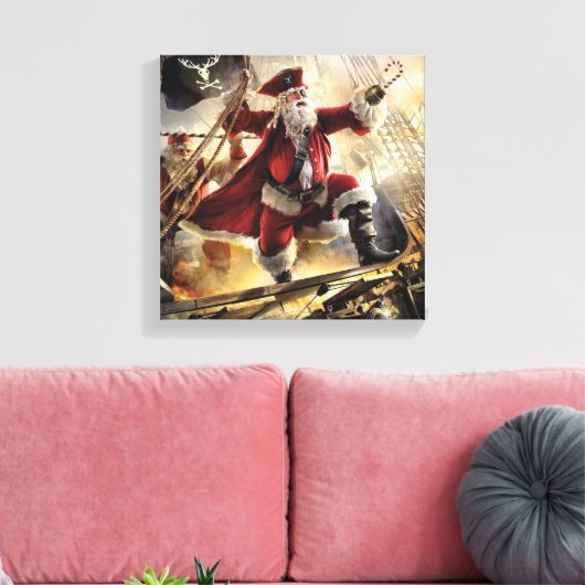 De kerstman is een piraat canvas afdruk (Insitu (Woonkamer))