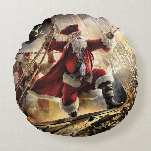 De kerstman is een piraat rond kussen (Voorkant)