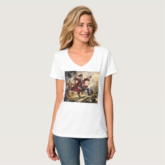 De kerstman is een piraat t-shirt (Voorkant volledig)