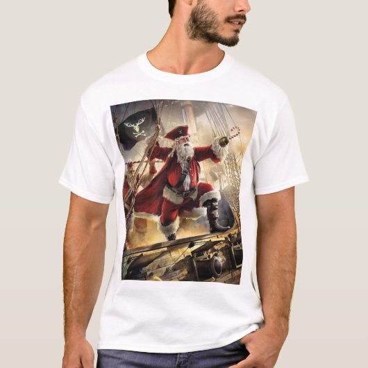 De kerstman is een piraat t-shirt (Voorkant)