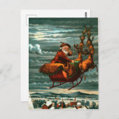 De kerstman is een vechtster en rendieren briefkaart (Voorkant / Achterkant)