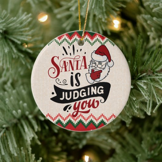 De kerstman is je aan het beoordelen - grappige ke keramisch ornament (Boom)