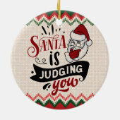 De kerstman is je aan het beoordelen - grappige ke keramisch ornament (Achterkant)