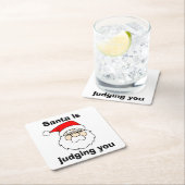 De kerstman is je aan het beoordelen kartonnen onderzetters (Insitu)