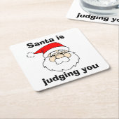 De kerstman is je aan het beoordelen kartonnen onderzetters (Schuin)