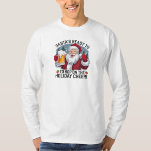 De Kerstman is klaar om te springen op de feestvre T-shirt