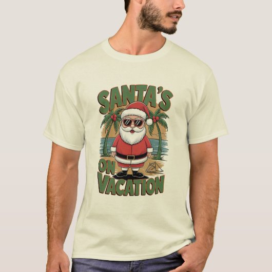 De kerstman is met Kerstmis op vakantie T-shirt (Voorkant)