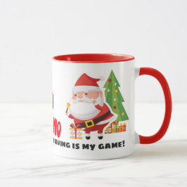 De kerstman is mijn naam en geeft mijn spel mok