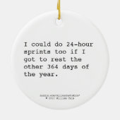 De kerstman is niet zo wendbaar keramisch ornament (Achterkant)