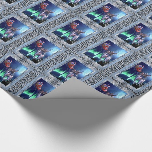 De kerstman is onderweg. cadeaupapier (Hoek)