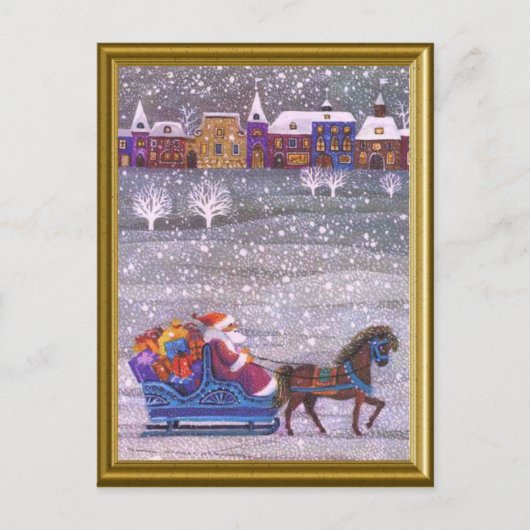 De kerstman is onderweg feestdagenkaart (Voorkant)