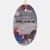 De kerstman is onderweg keramisch ornament (Rechts)