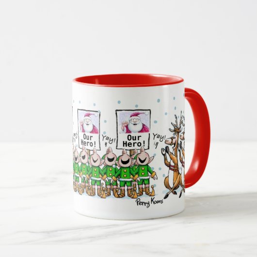 De Kerstman is onze held! Mok (Voorkant rechts)