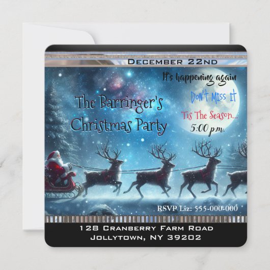 De Kerstman is op weg naar het kerstfeest Kaart (Voorkant)