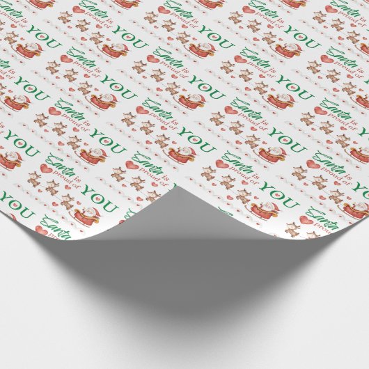 De kerstman is trots van u die papier verpakt (Hoek)