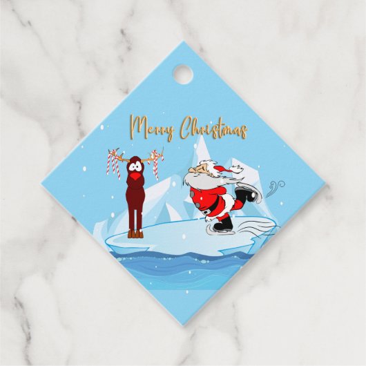 De Kerstman kan geen Schaats Kerstcadeau Label (Voorkant)