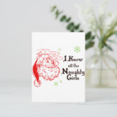 De kerstman kent alle stoute meisjes feestdagenkaart (Staand voorkant)