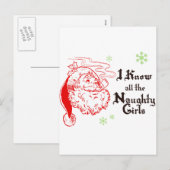 De kerstman kent alle stoute meisjes feestdagenkaart (Voorkant / Achterkant)