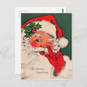 De kerstman kietelt zijn neus. briefkaart (Voorkant / Achterkant)