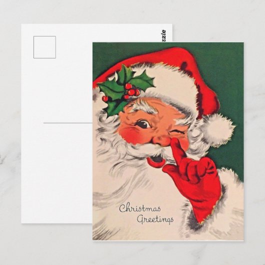 De kerstman kietelt zijn neus. briefkaart (Voorkant / Achterkant)