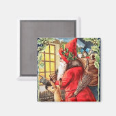 De Kerstman kijkt in de  Magnet van het Venster (Voorkant / Achterkant)