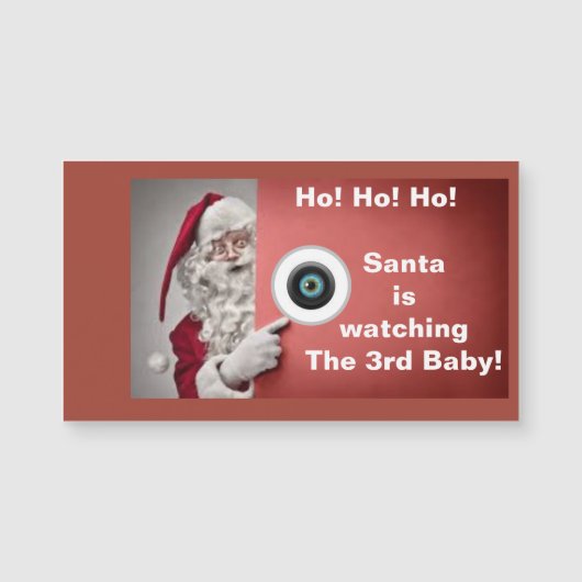 De kerstman kijkt naar de derde baby magneet (Voorkant)