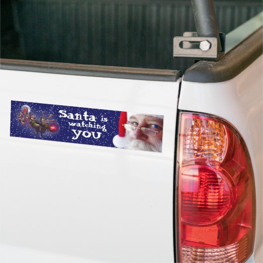 De kerstman kijkt naar je bumpersticker (Op Truck)