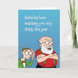 De Kerstman kijkt naar je Feestdagen Kaart