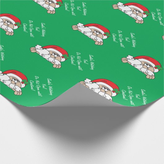 De kerstman kijkt naar je | Kerstmis Cadeaupapier (Hoek)