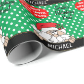 De kerstman kijkt naar je | Kerstmis Cadeaupapier (Rol Hoek)