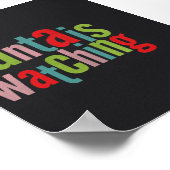 De kerstman kijkt naar kleurrijk karton poster (Hoek)