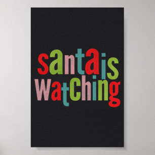 De kerstman kijkt naar kleurrijk karton poster