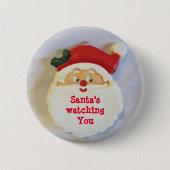 De Kerstman kijkt naar u Kerstmis Pinback Ronde Button 5,7 Cm (Voorkant)