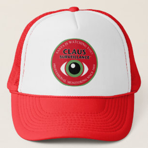 De kerstman kijkt trucker pet