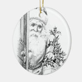 De  kerstman komt door de deur. keramisch ornament (Links)
