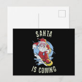 De kerstman komt door snowboard briefkaart (Voorkant / Achterkant)