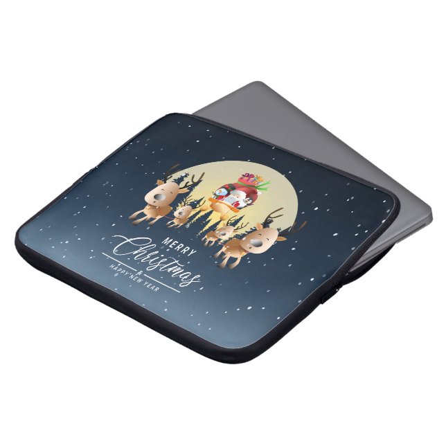 De kerstman komt eraan | 15-inch laptophoes laptop sleeve (Voorkant top)