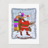 De kerstman komt eraan briefkaart (Voorkant)